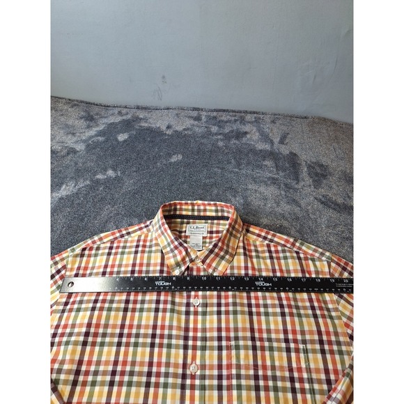 L.L. Bean Fall Plaid Button Up Shirt Mens L Multi Autumn Pumpkin Patch Festival - Picture 5 of 8
